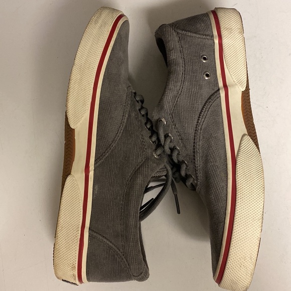 Sperry Gray Corduroy Top Sider Lace Up Shoes Size 7.5
